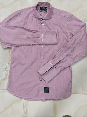 Men's Pink Fine-Striped Dress Shirt - Classic Spread Collar
